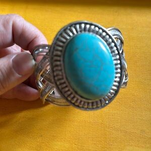 Blue Turquoise Bangle Bracelet